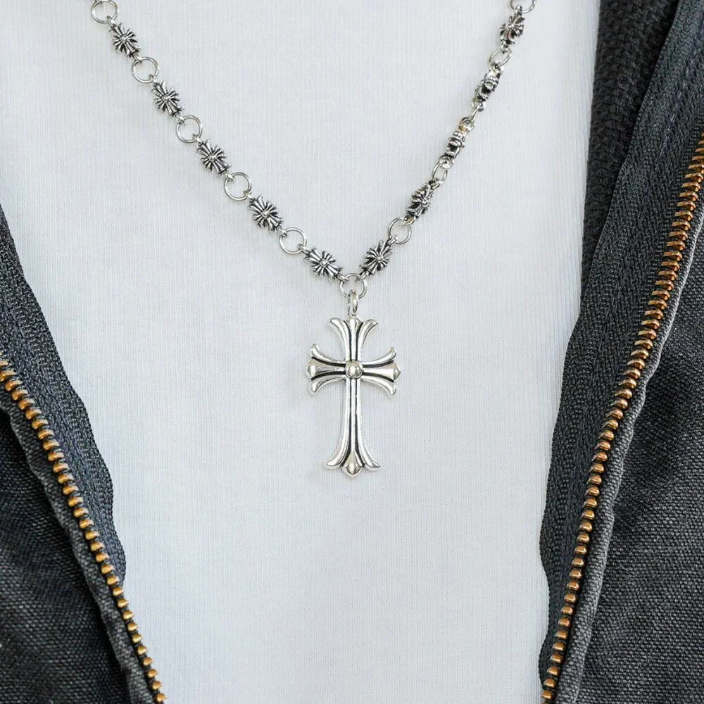 Silver Gothic Cross Chain Necklace